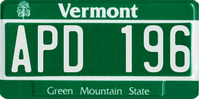 VT license plate APD196
