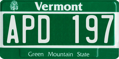 VT license plate APD197