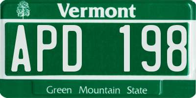 VT license plate APD198