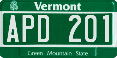 VT license plate APD201