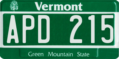 VT license plate APD215