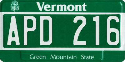 VT license plate APD216