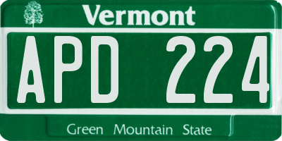 VT license plate APD224