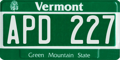 VT license plate APD227