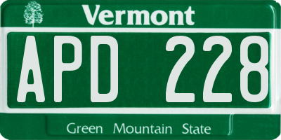 VT license plate APD228