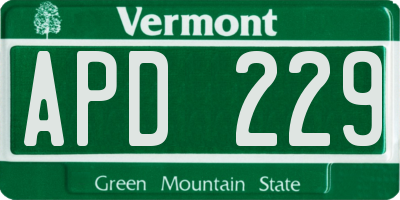 VT license plate APD229