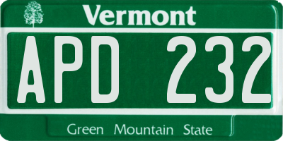 VT license plate APD232