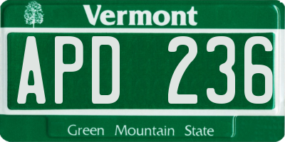 VT license plate APD236