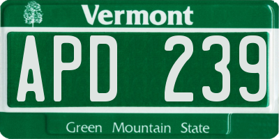 VT license plate APD239