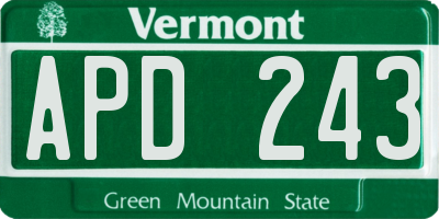 VT license plate APD243