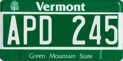 VT license plate APD245