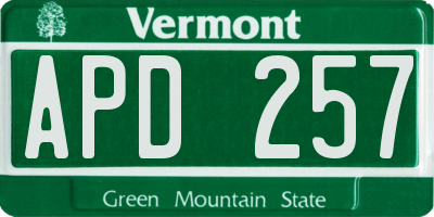 VT license plate APD257