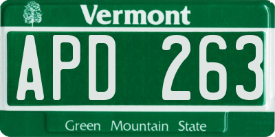 VT license plate APD263