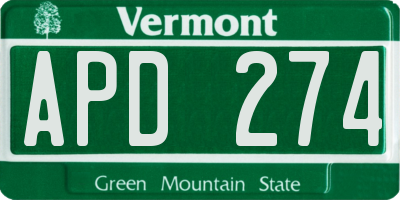 VT license plate APD274