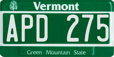 VT license plate APD275