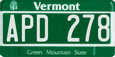 VT license plate APD278