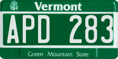VT license plate APD283