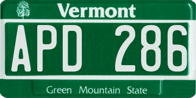 VT license plate APD286