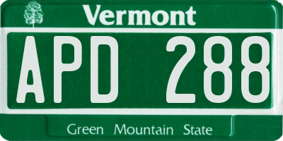 VT license plate APD288
