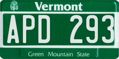 VT license plate APD293