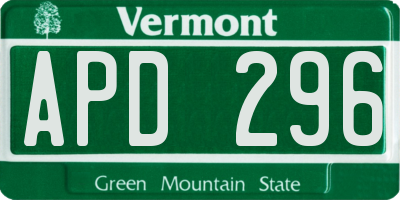 VT license plate APD296