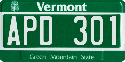 VT license plate APD301