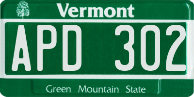 VT license plate APD302