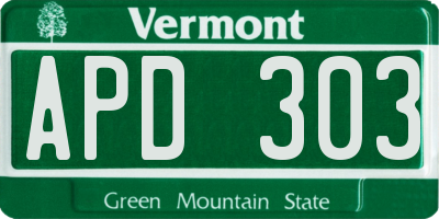 VT license plate APD303