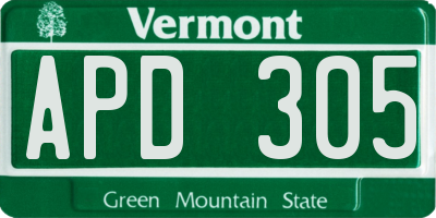 VT license plate APD305