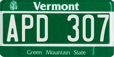 VT license plate APD307