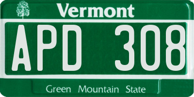 VT license plate APD308