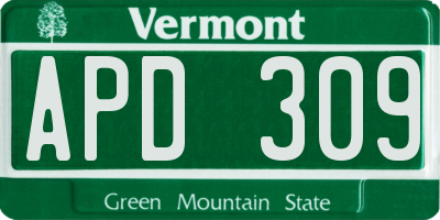 VT license plate APD309
