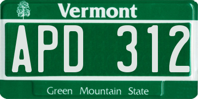 VT license plate APD312