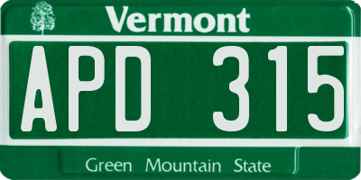 VT license plate APD315