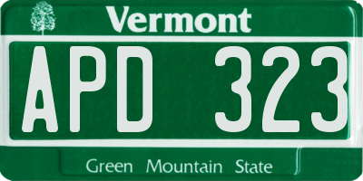 VT license plate APD323