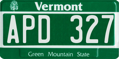 VT license plate APD327