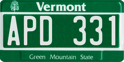 VT license plate APD331