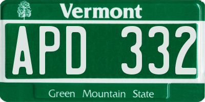 VT license plate APD332