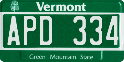VT license plate APD334