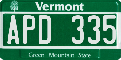 VT license plate APD335