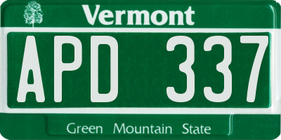 VT license plate APD337