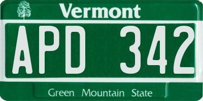 VT license plate APD342