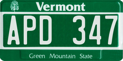 VT license plate APD347