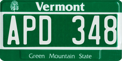 VT license plate APD348