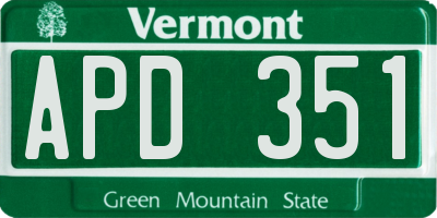 VT license plate APD351