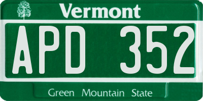 VT license plate APD352