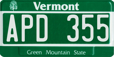 VT license plate APD355