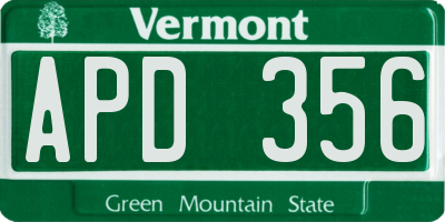 VT license plate APD356