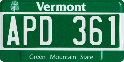VT license plate APD361