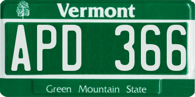 VT license plate APD366
